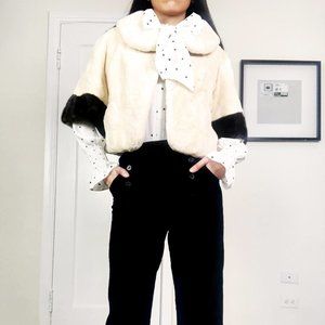 Jonas Bros. Real Beaver Fur Jacket with Mink Fur Cuffs S/M // Vintage